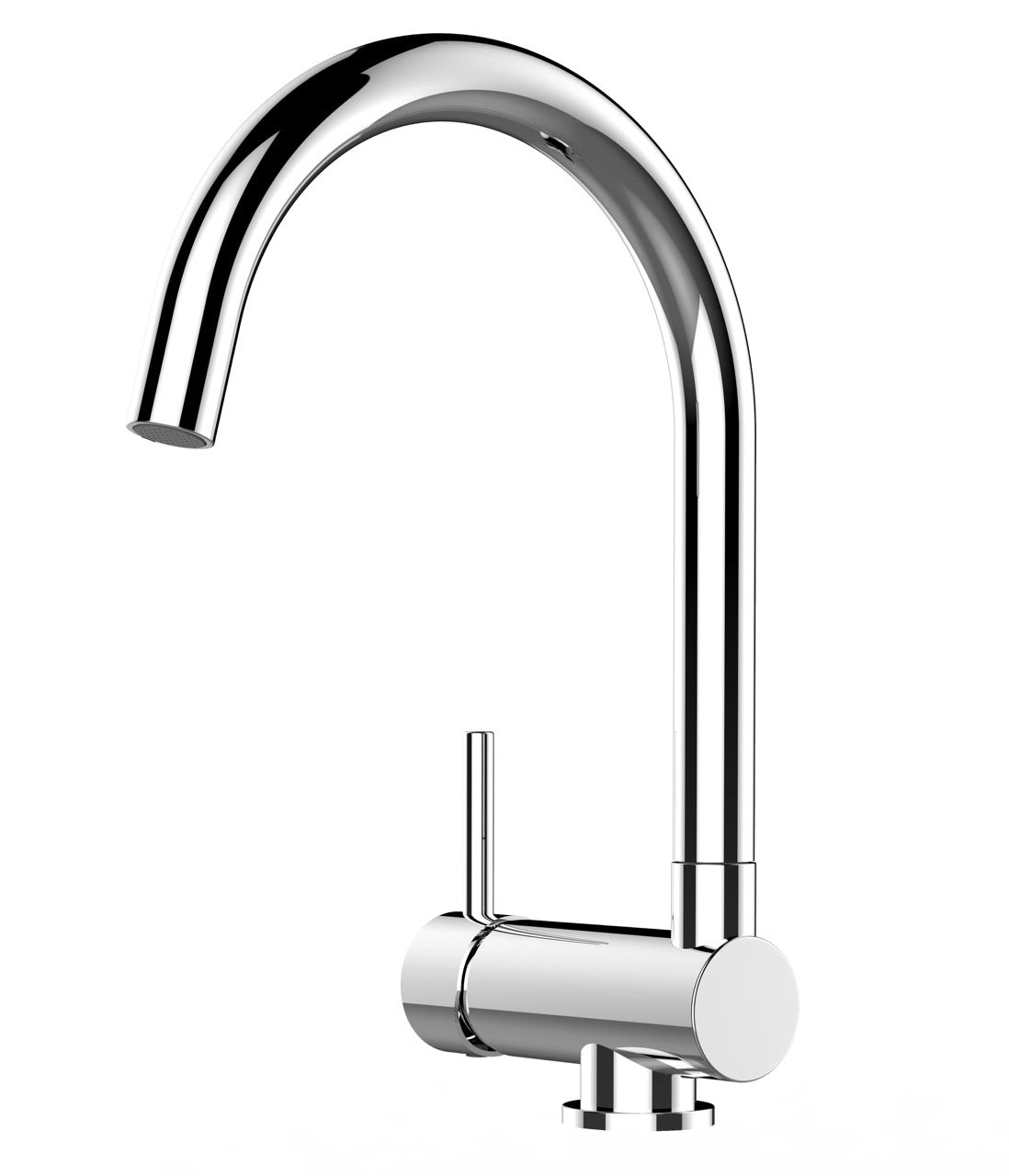 Under Window Kitchen Tap, folding spout to reach 6 cm, handle on LEFT side, with 360° swivel U-Spout, Chrome