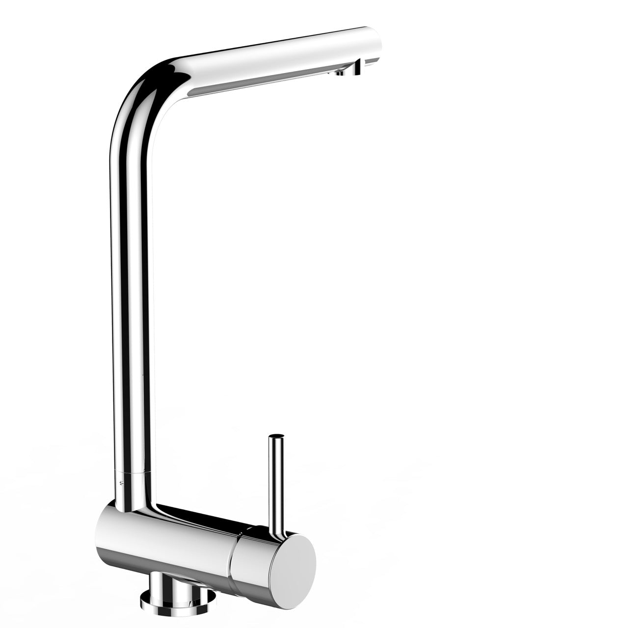 Under Window Kitchen Tap, folding spout to reach 6 cm, handle on LEFT side, with 360° swivel L-Spout, Chrome