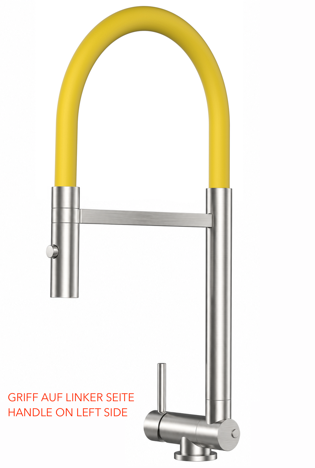 Wasserhahn Vorfenster Küchenarmatur, Umklappbar 4,5 CM, LINKER HEBEL, mit 360° schwenkbarem Auslauf abnehmbare 2 strahl Handbrause, Gebürstet / Gelb