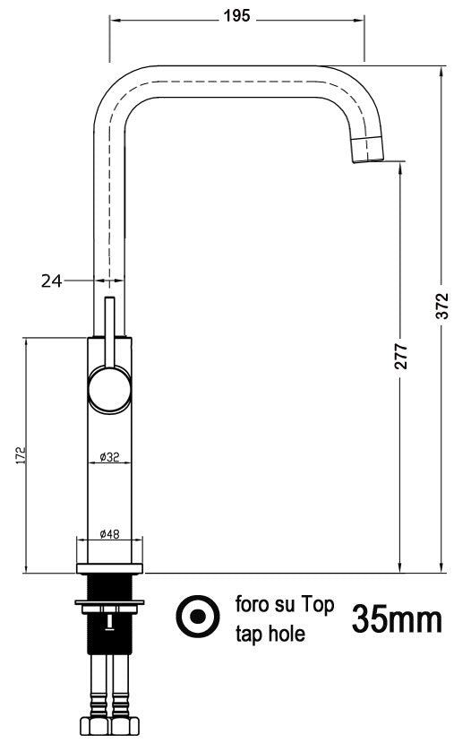 Kitchen Tap, Single lever, TC, with 360° swivel N-Spout, Chrome