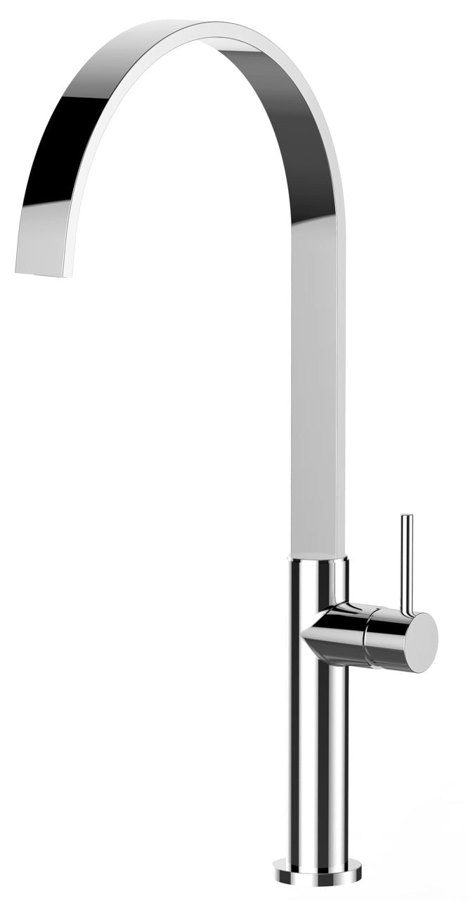 Kitchen Tap, Single lever, TC, with 360° swivel flat U-Spout, Chrome