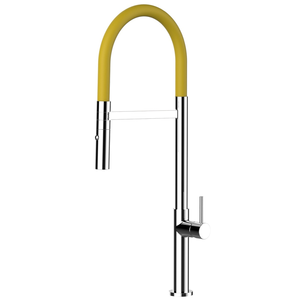 Kitchen Tap, Single lever, TC, with 360° swivel spout and 2-jets removable Spray, Chrome / Yellow
