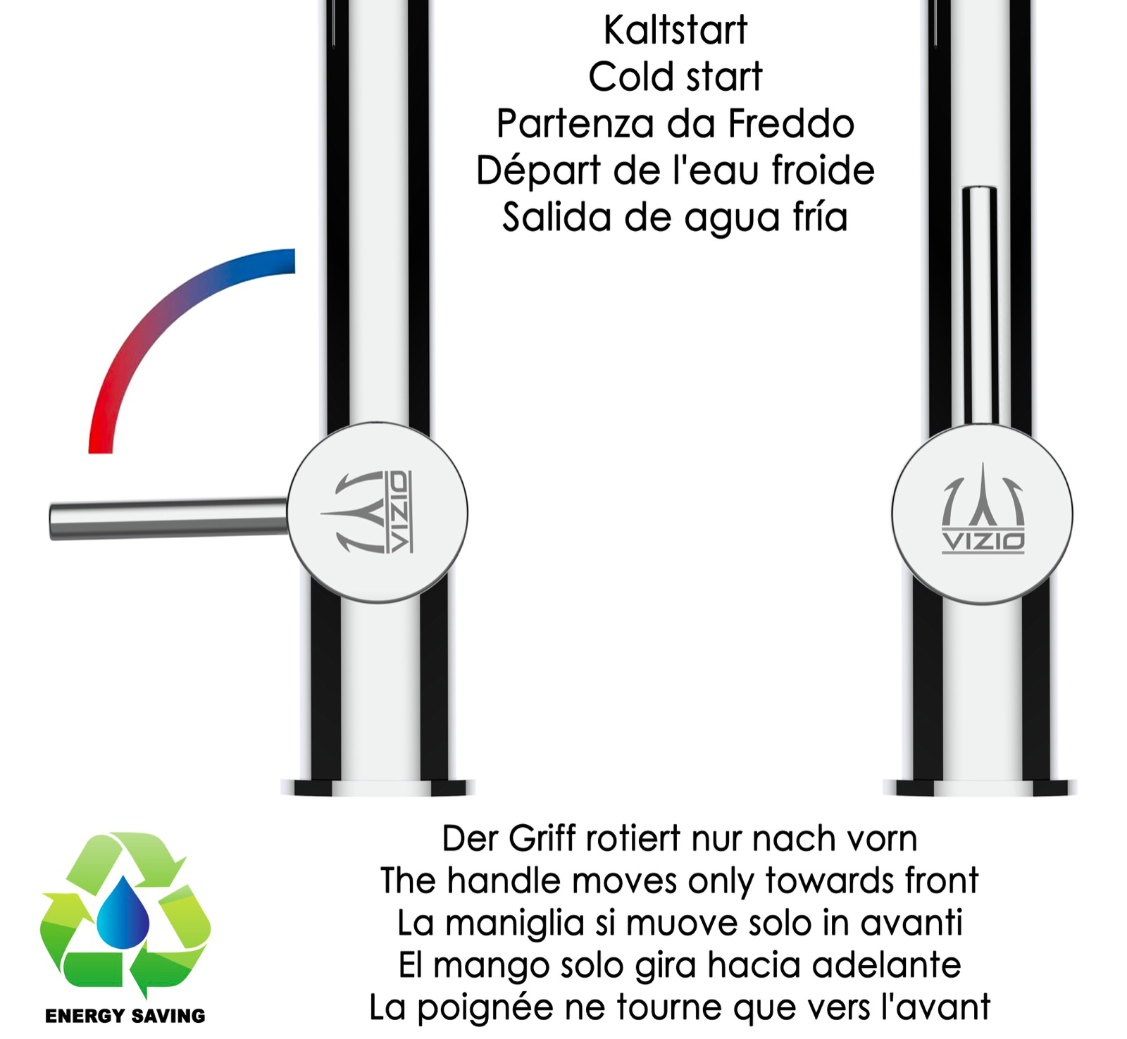 4 Way Kitchen Filter Tap in Solid STAINLESS STEEL, with 360° swivel spout and 2-jets removable Spray, Brushed / Black