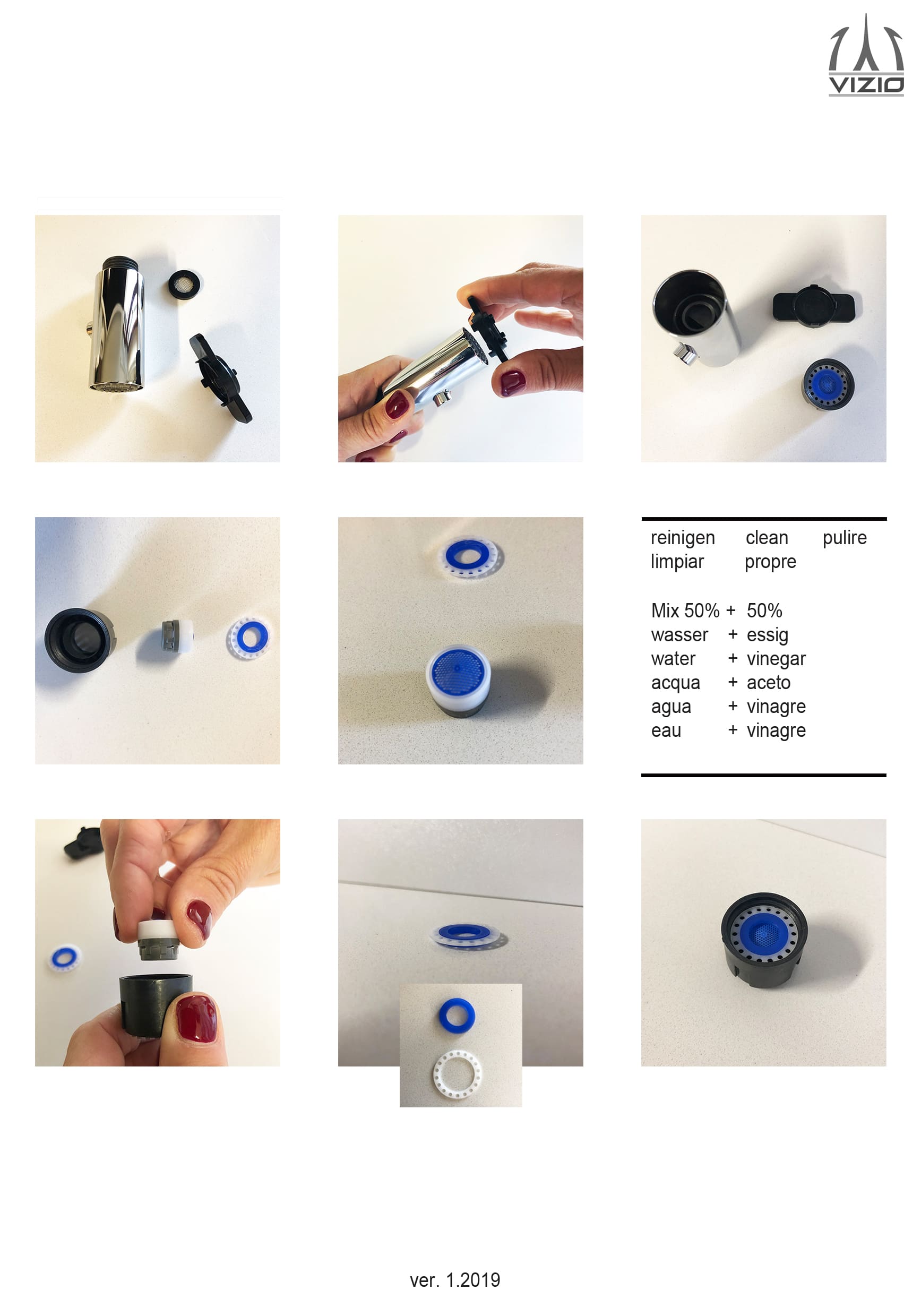 2-jets Spray, Brushed Stainless Steel, for VIZIO Kitchen Taps with removable Spray