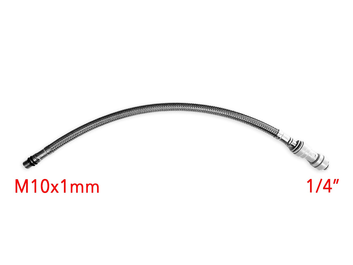 Panzerflex schlauch 35cm lang mit M10x1 Gewinde und 1/4" Steckanschluss