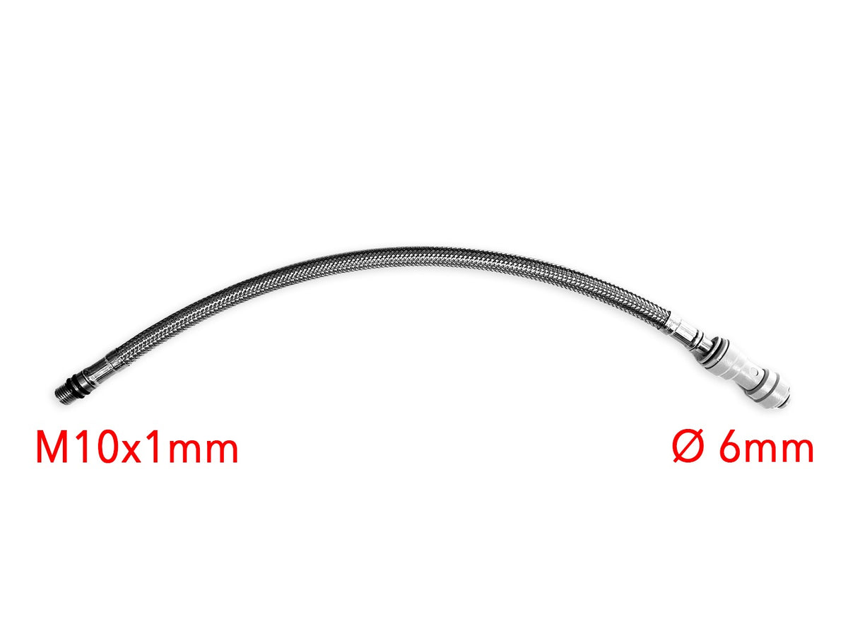 Panzerflex schlauch 35cm lang mit M10x1 Gewinde und d: 6mm Steckanschluss