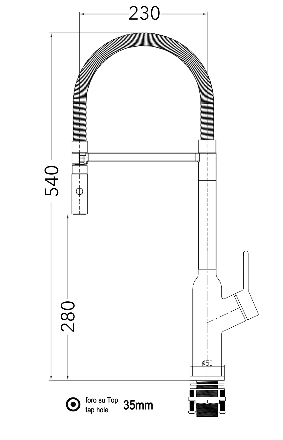 Mitigeur De Cuisine, Monocommande, BOD, avec bec pivotant 360° et douchette 2-jets détachable, Chromé / Gris