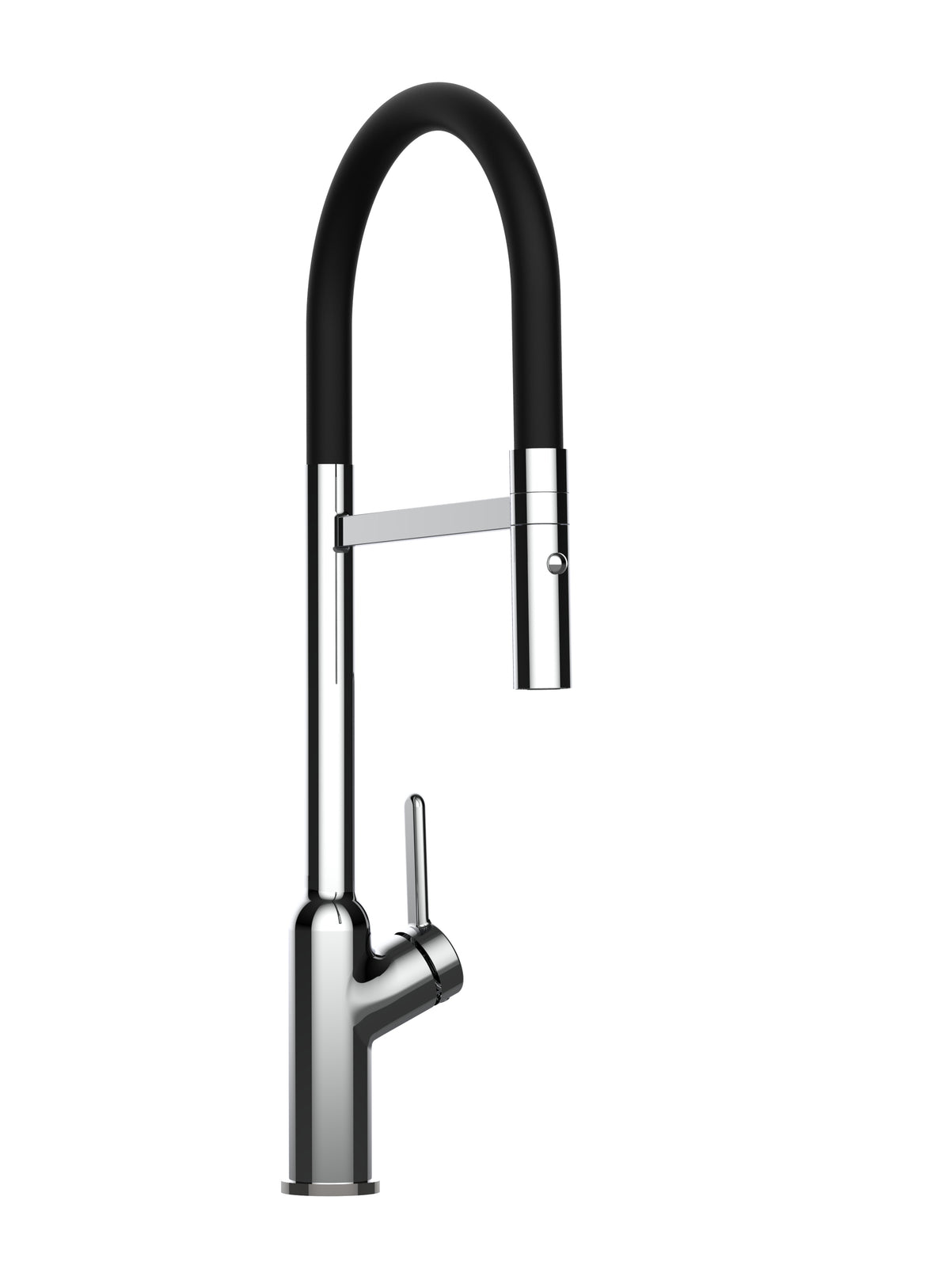 Mitigeur De Cuisine, Monocommande, BOD, avec bec pivotant 360° et douchette 2-jets détachable, Chromé / Noir