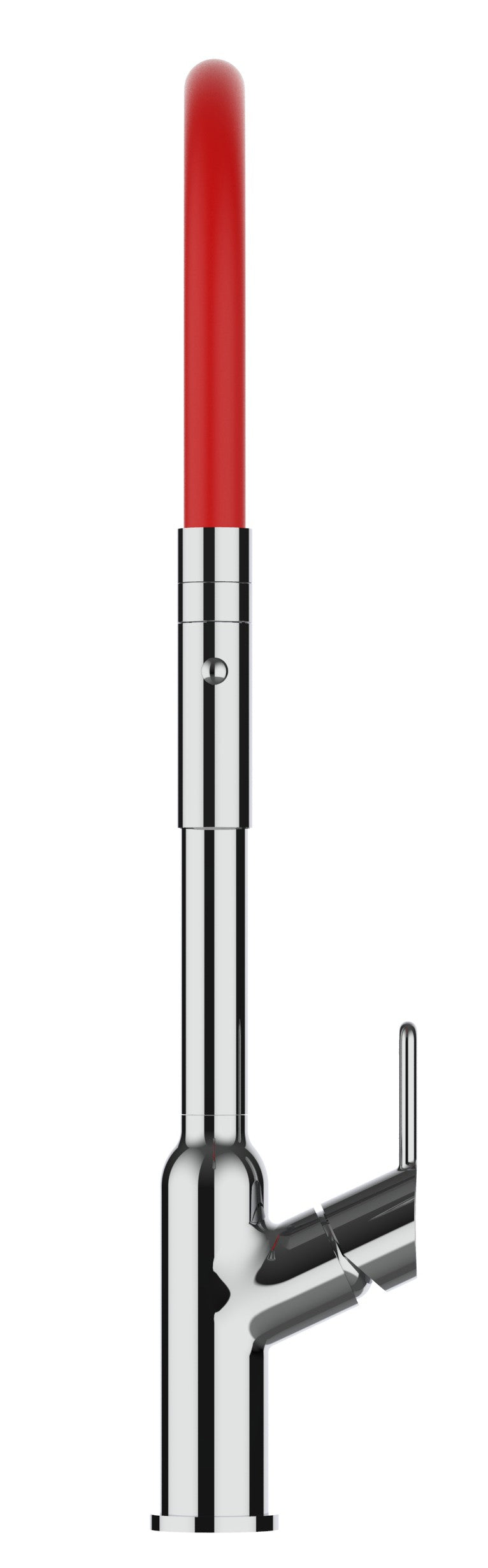 Mitigeur De Cuisine, Monocommande, BOD, avec bec pivotant 360° et douchette 2-jets détachable, Chromé / Rouge