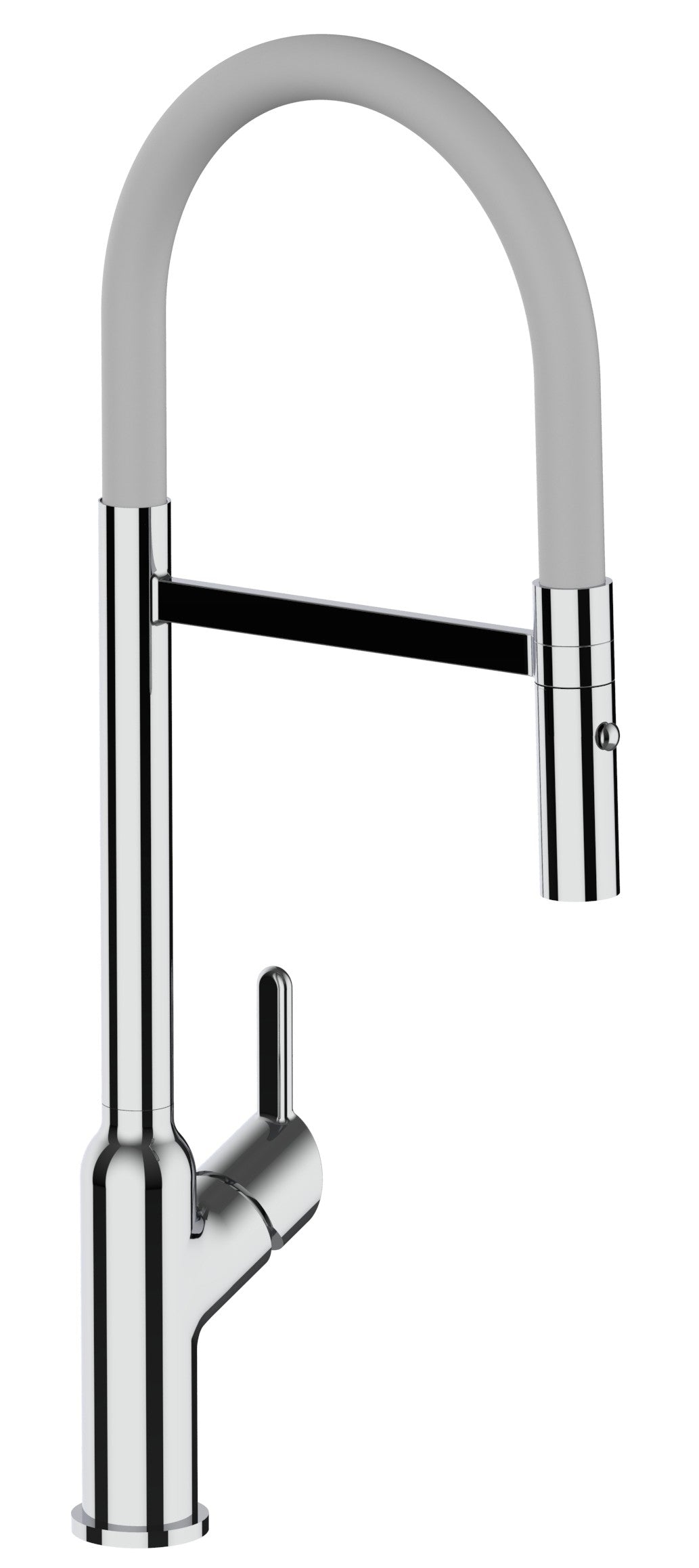 Mitigeur De Cuisine, Monocommande, BOD, avec bec pivotant 360° et douchette 2-jets détachable, Chromé / Gris