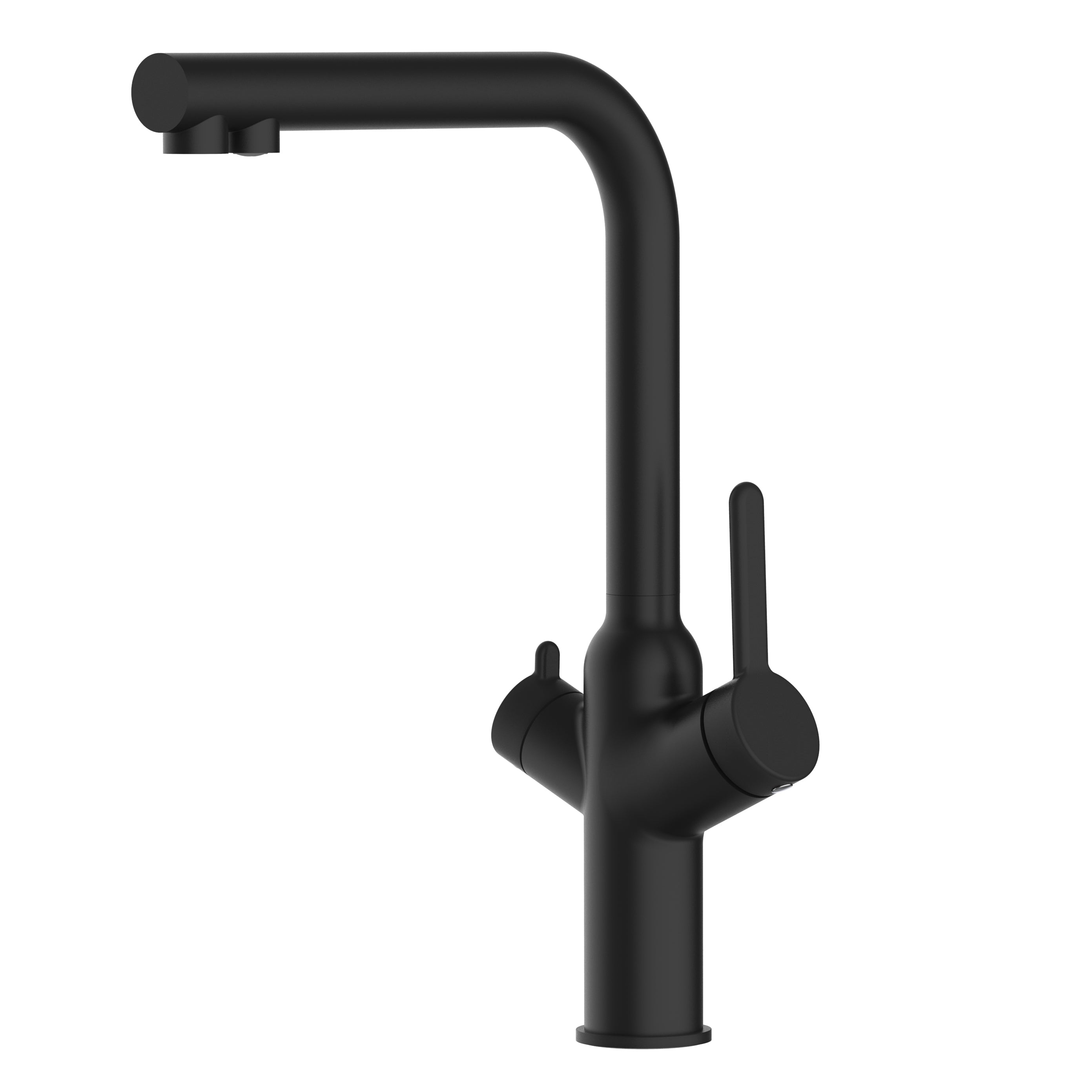 3 Way Kitchen Filter Tap, BOD, with 360° Swivel L-Spout, Matte Black