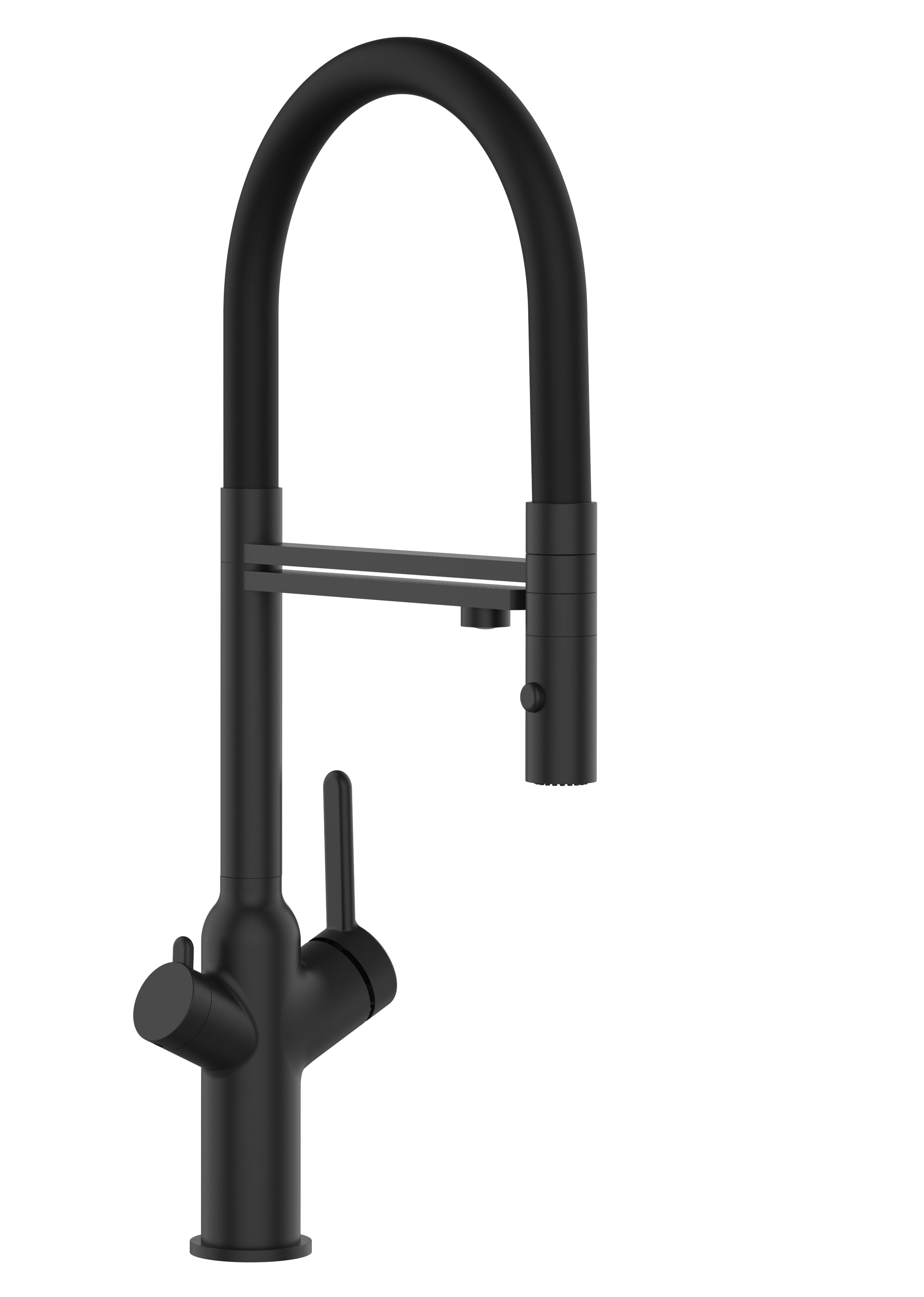 4 Way Kitchen Filter Tap, BOD, with 360° swivel spout and 2-jets removable Spray, Matte Black