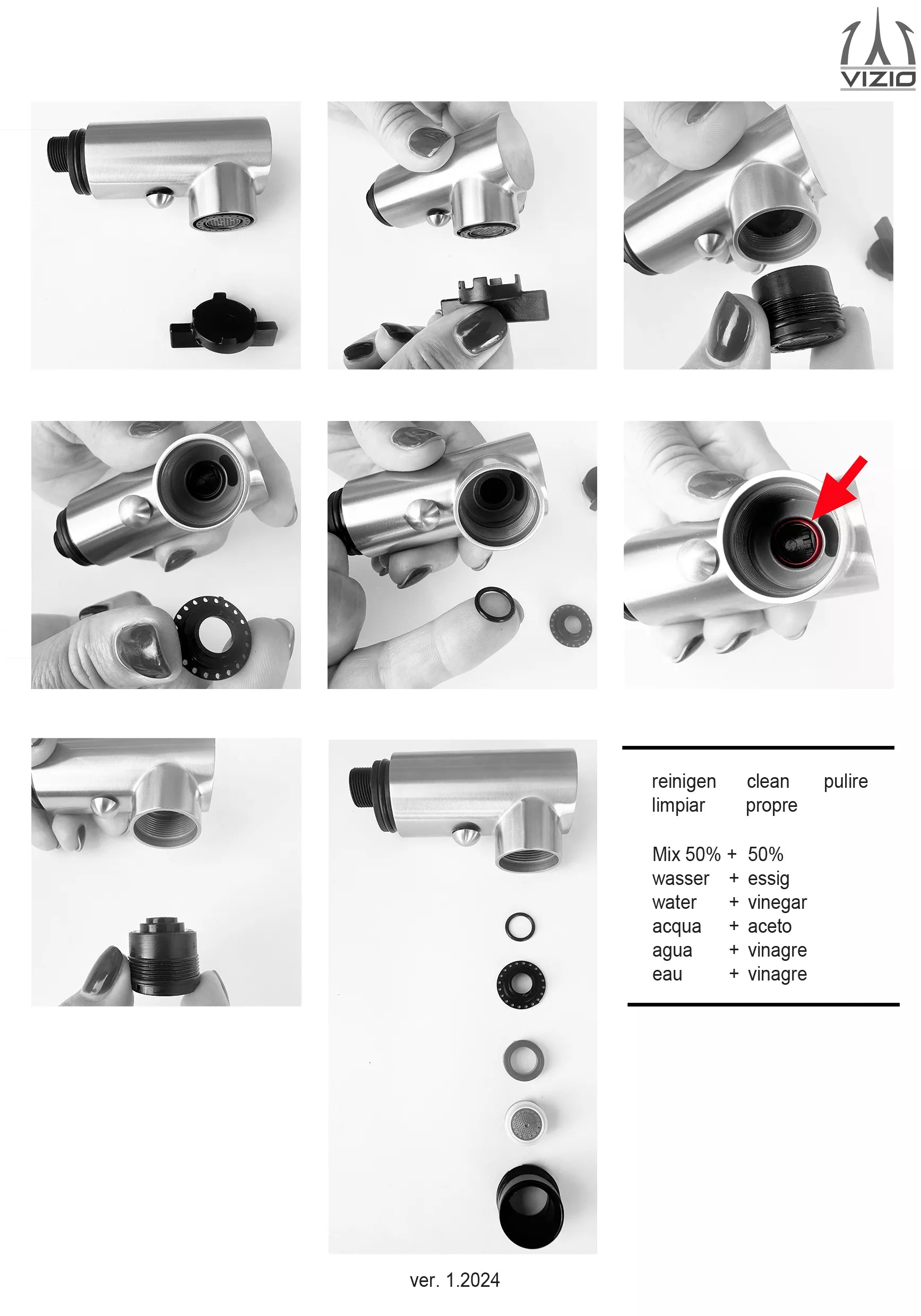 2-jets Spray, Brushed Stainless Steel, for VIZIO Kitchen Taps VZFX015080 and VZFX215080