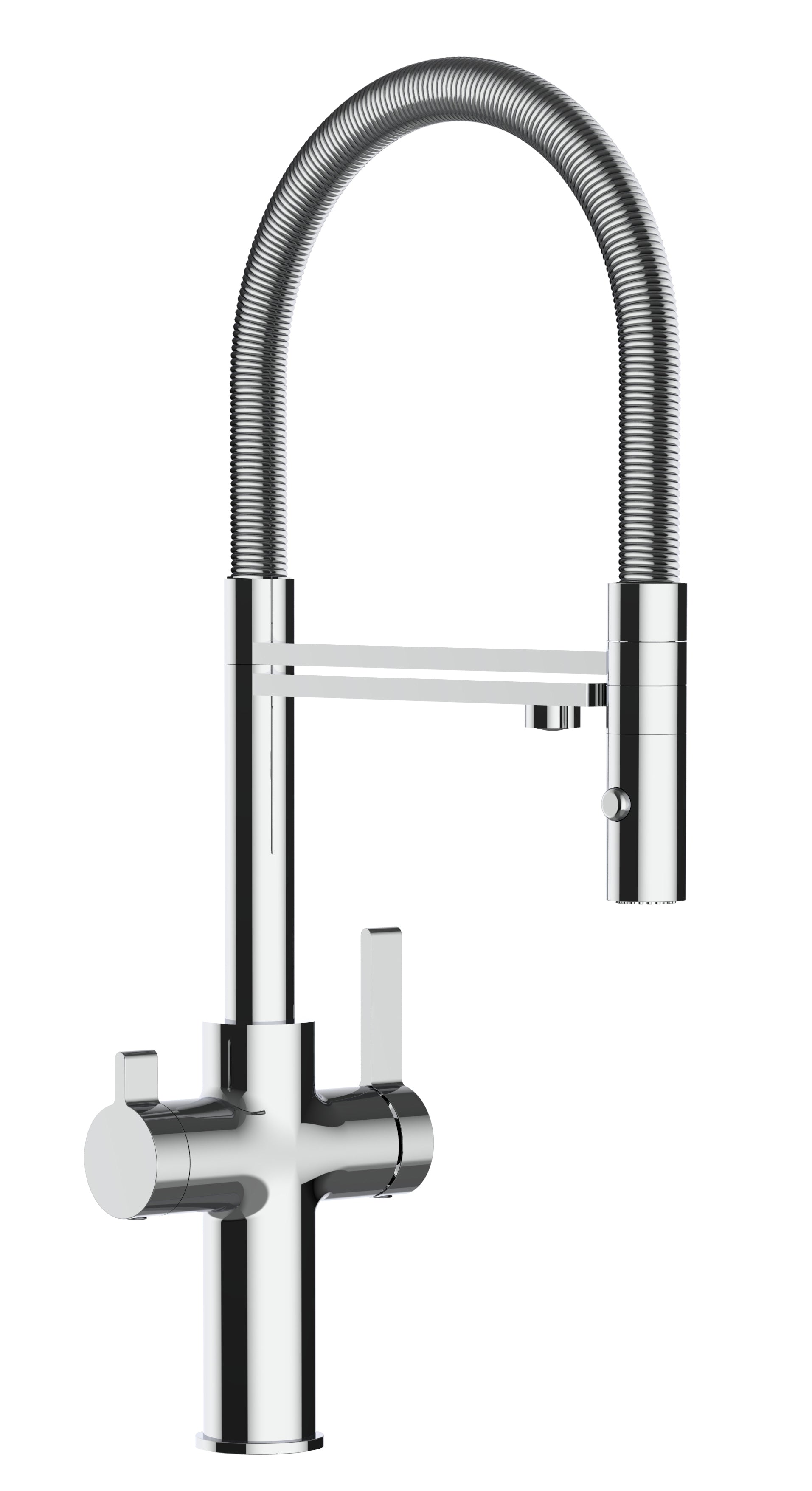 3 Way Kitchen Filter Tap, FC, with 360° swivel spout and 2-jets removable Spray, Chrome