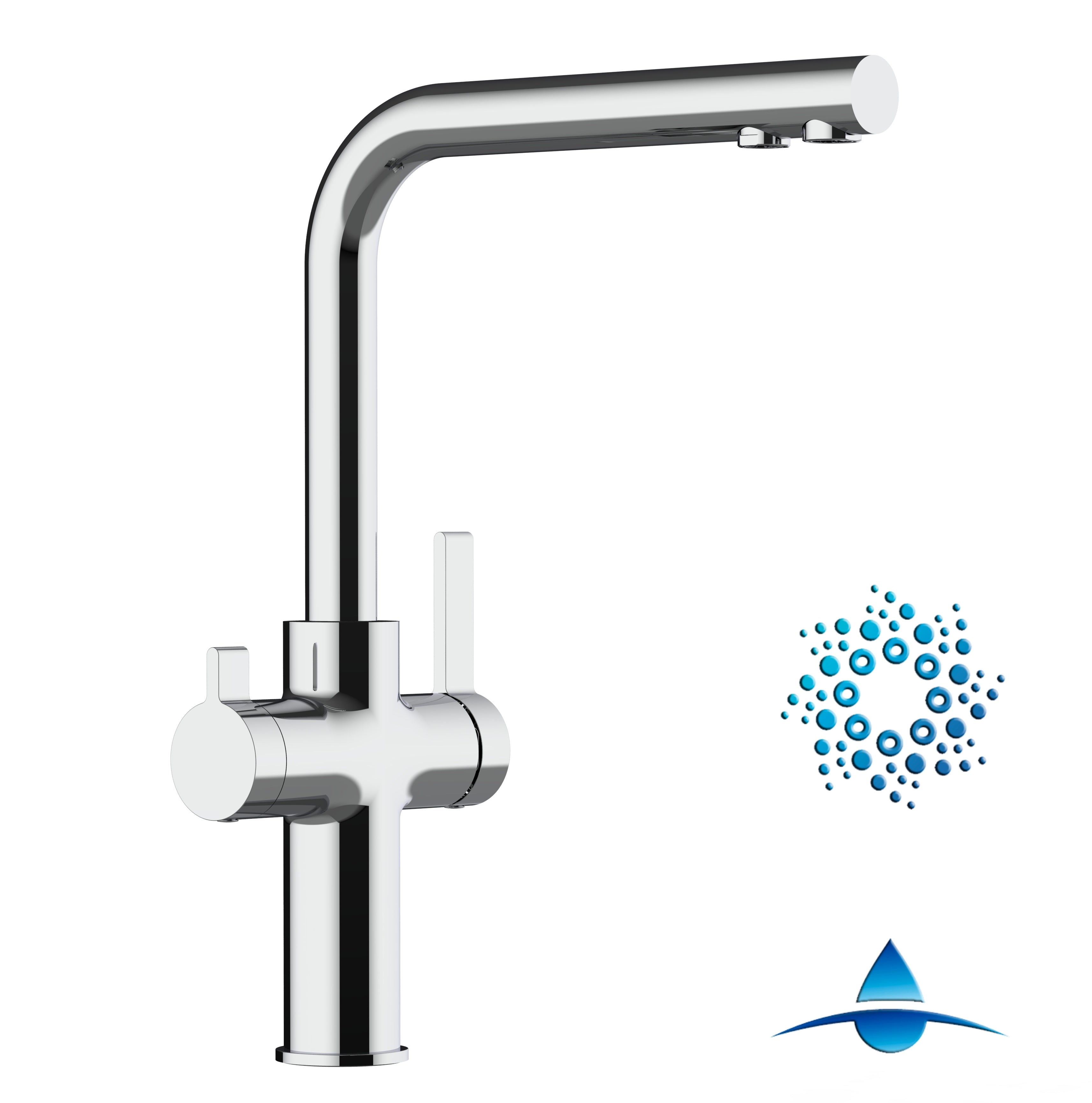 4 Way Kitchen Filter Tap, FC, with 360° Swivel L-Spout, Chrome