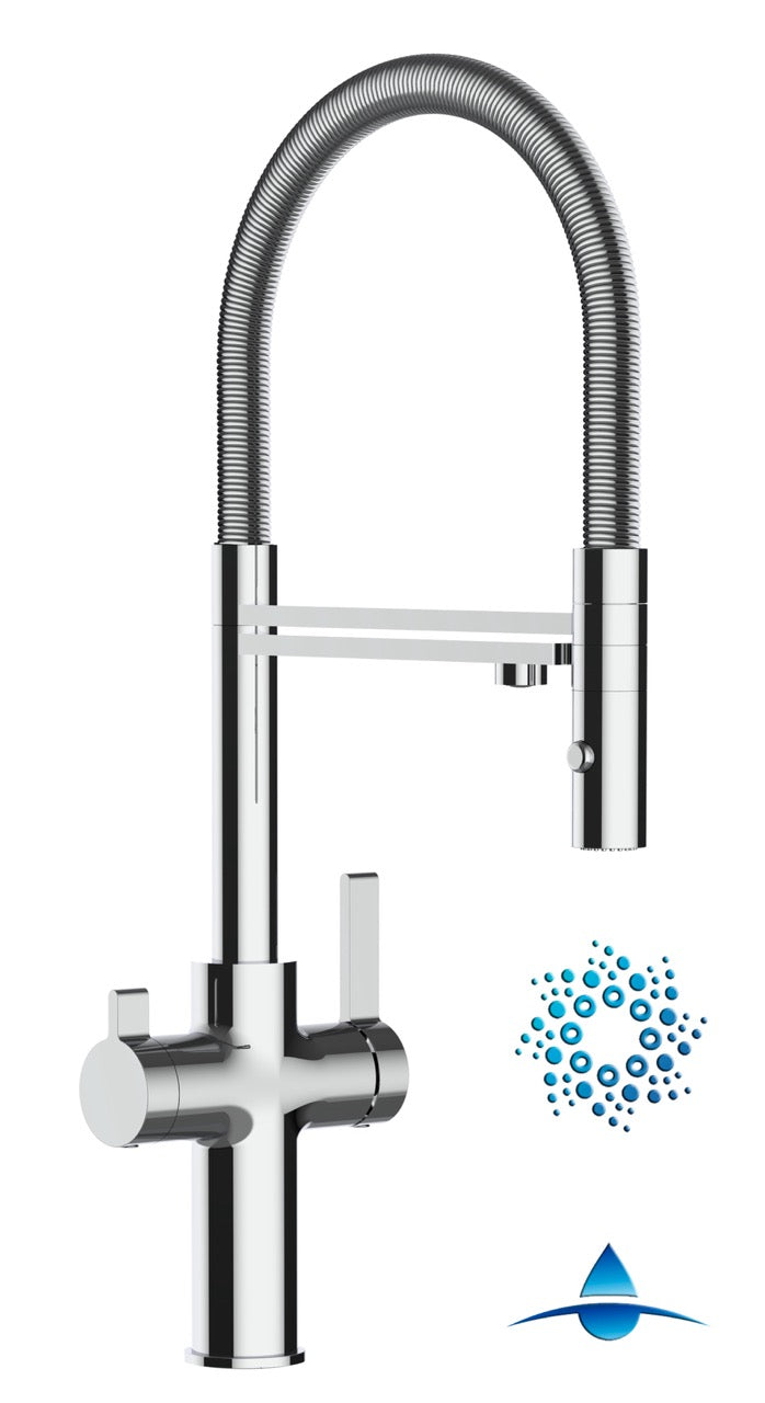 4 Way Kitchen Filter Tap, FC, with 360° swivel spout and 2-jets removable Spray, Chrome