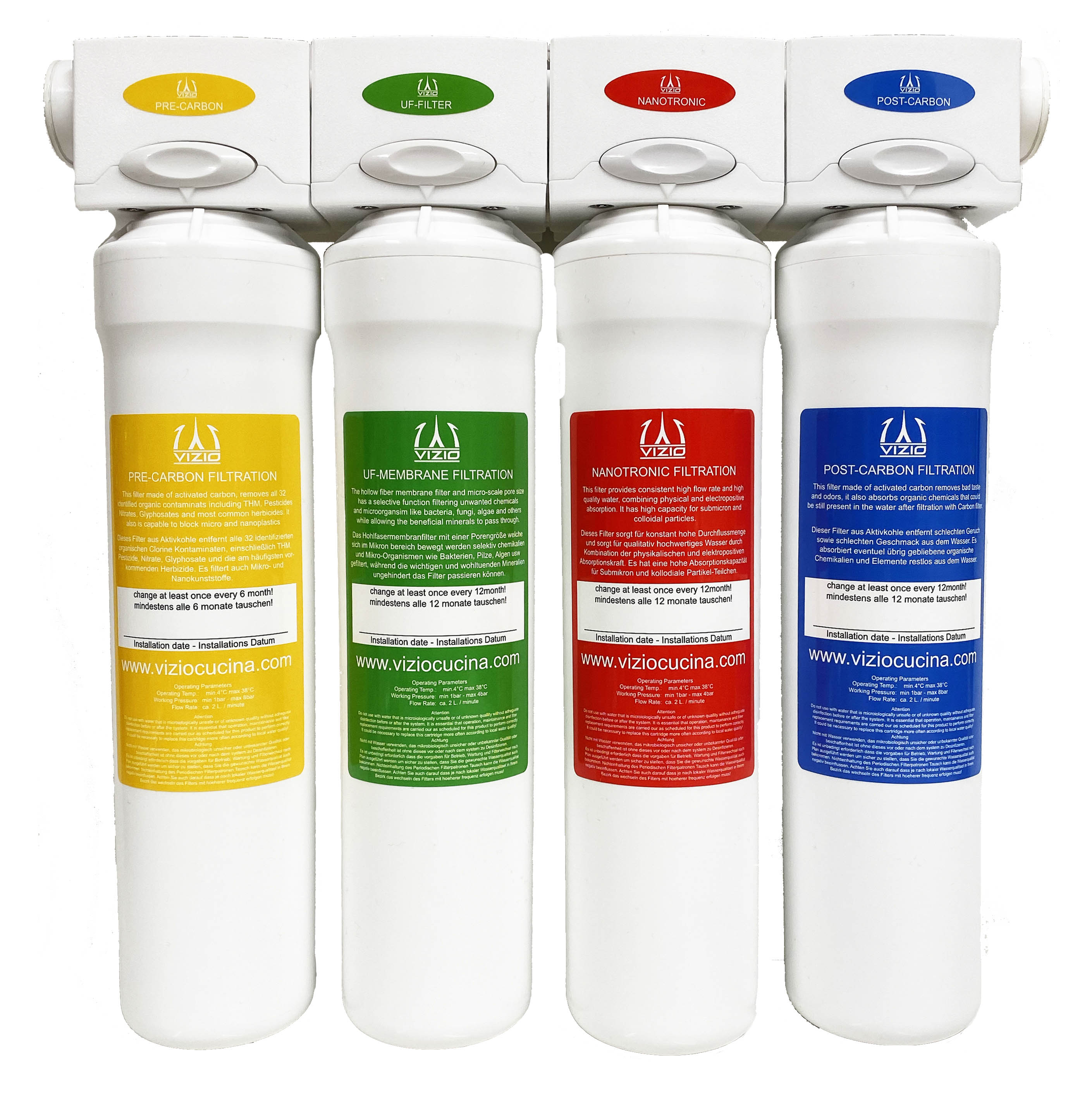 KIT Vollständiges Wasserfilter system + 3 Wege Wasserhahn Küchenarmatur, FC, mit 360° schwenkbarem U-Auslauf, Schwarz Matt