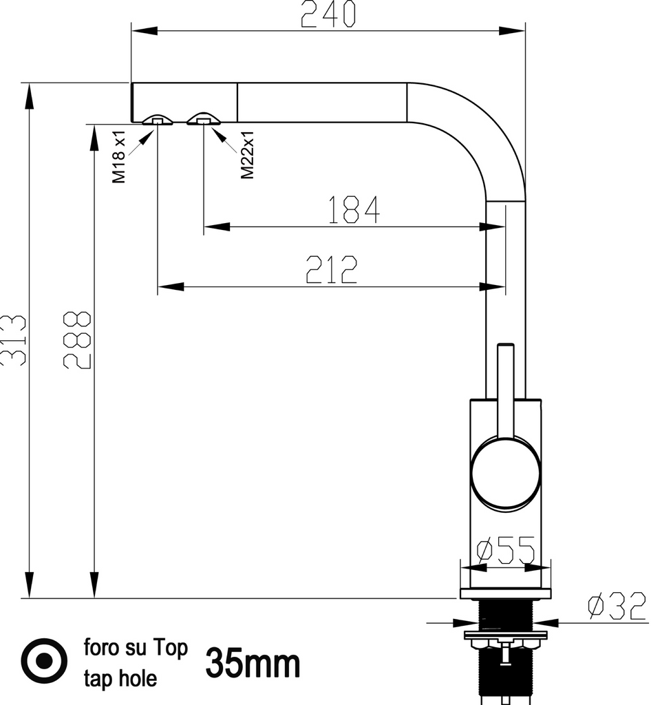 KIT 3 Way Kitchen Filter Tap, FL, with 360° Swivel L-Spout, Chrome + Activated Carbon Water Filter System