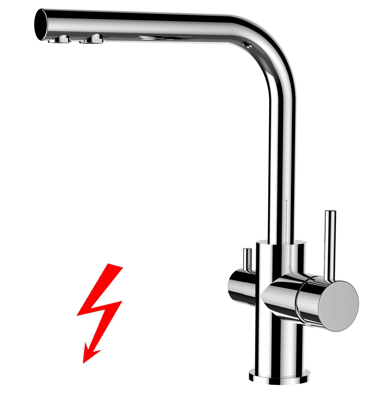 NIEDERDRUCK 3 Wege Wasserhahn Küchenarmatur, FL, mit 360° schwenkbarem L-Auslauf