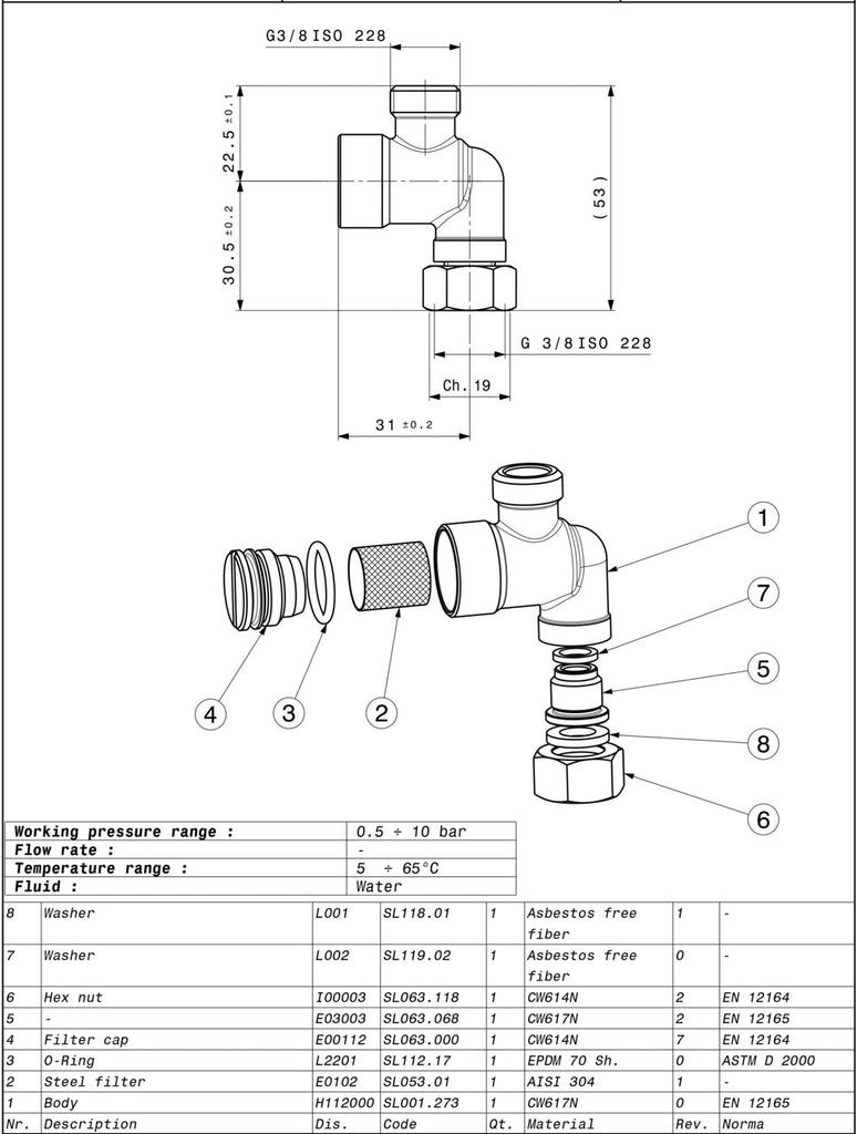 3/8” Filter Retrofit Kit for Angle Valves with 3/8” Connection – 2-Piece Set