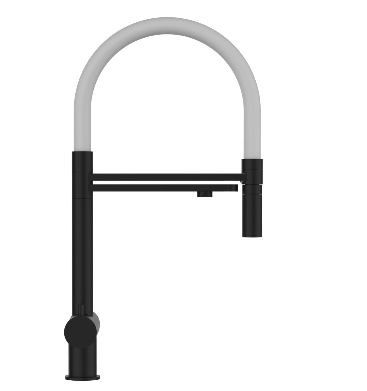 3 Way Kitchen Filter Tap in Solid STAINLESS STEEL, with 360° swivel spout and 2-jets removable Spray, Matt Black PVD / White