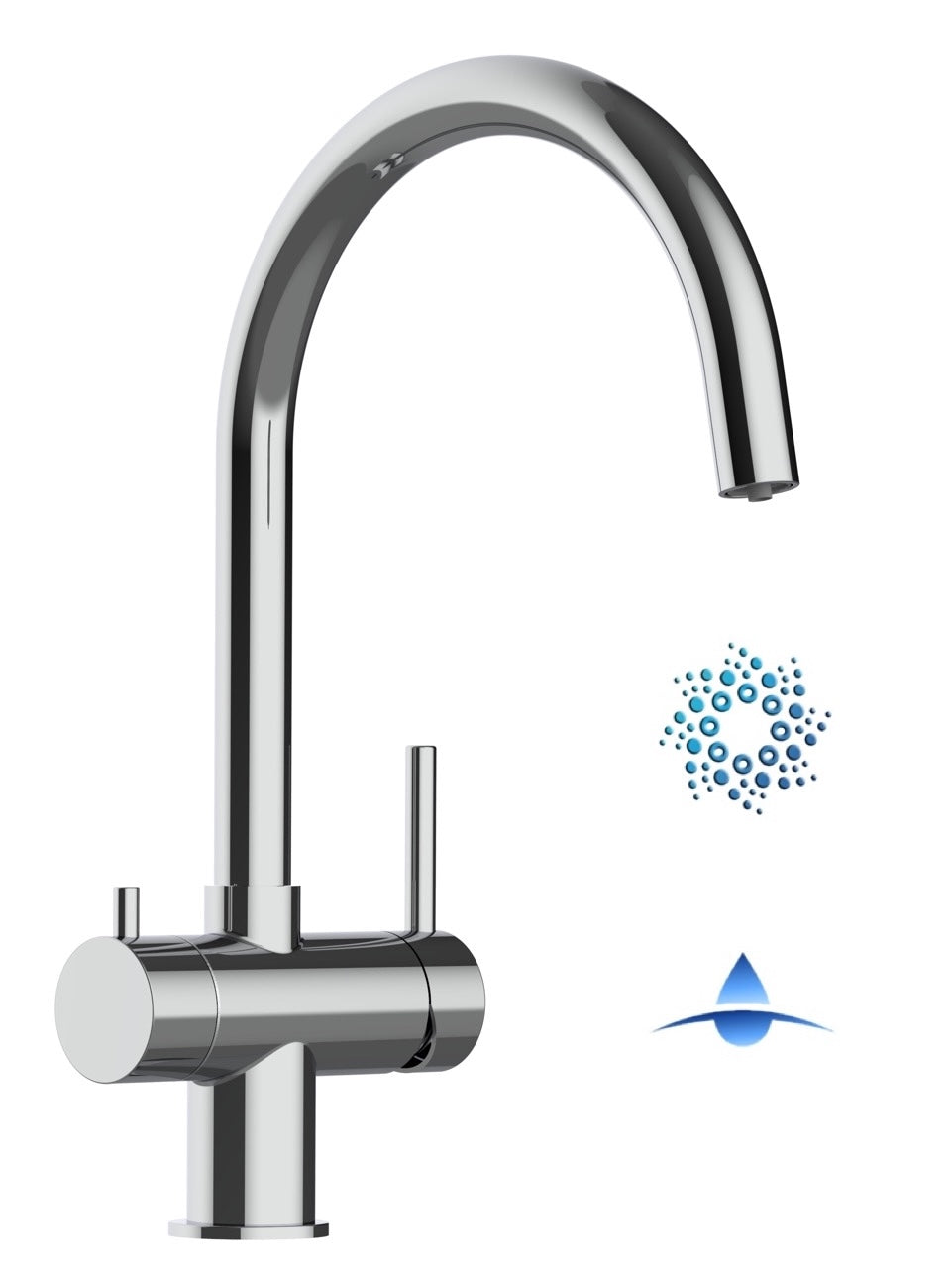 4 Way Kitchen Filter Tap in Solid STAINLESS STEEL, with 360° Swivel U-Spout, Polished