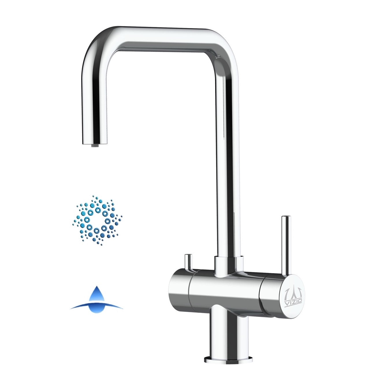 4 Way Kitchen Filter Tap in Solid STAINLESS STEEL, with 360° Swivel N-Spout, Polished