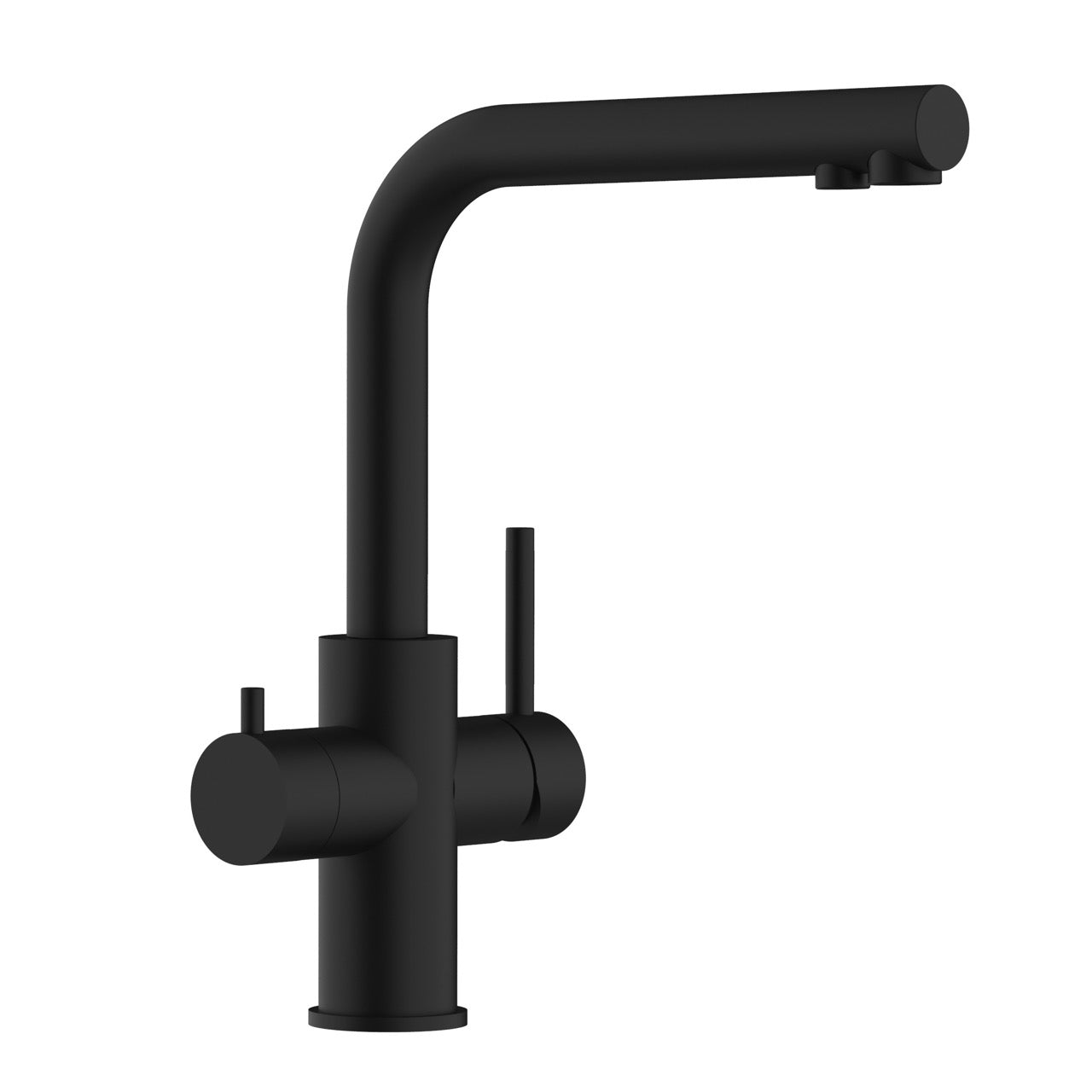 5 Way Kitchen Filter Tap in Solid STAINLESS STEEL, with 360° Swivel L-Spout, Matt Black PVD