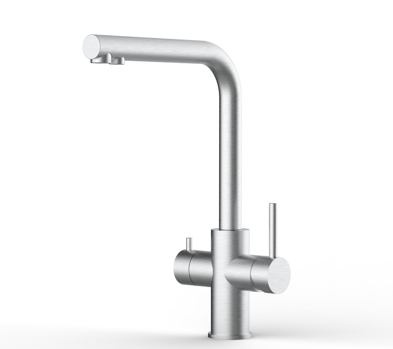 5 Way Kitchen Filter Tap in Solid STAINLESS STEEL, with 360° Swivel L-Spout, Brushed