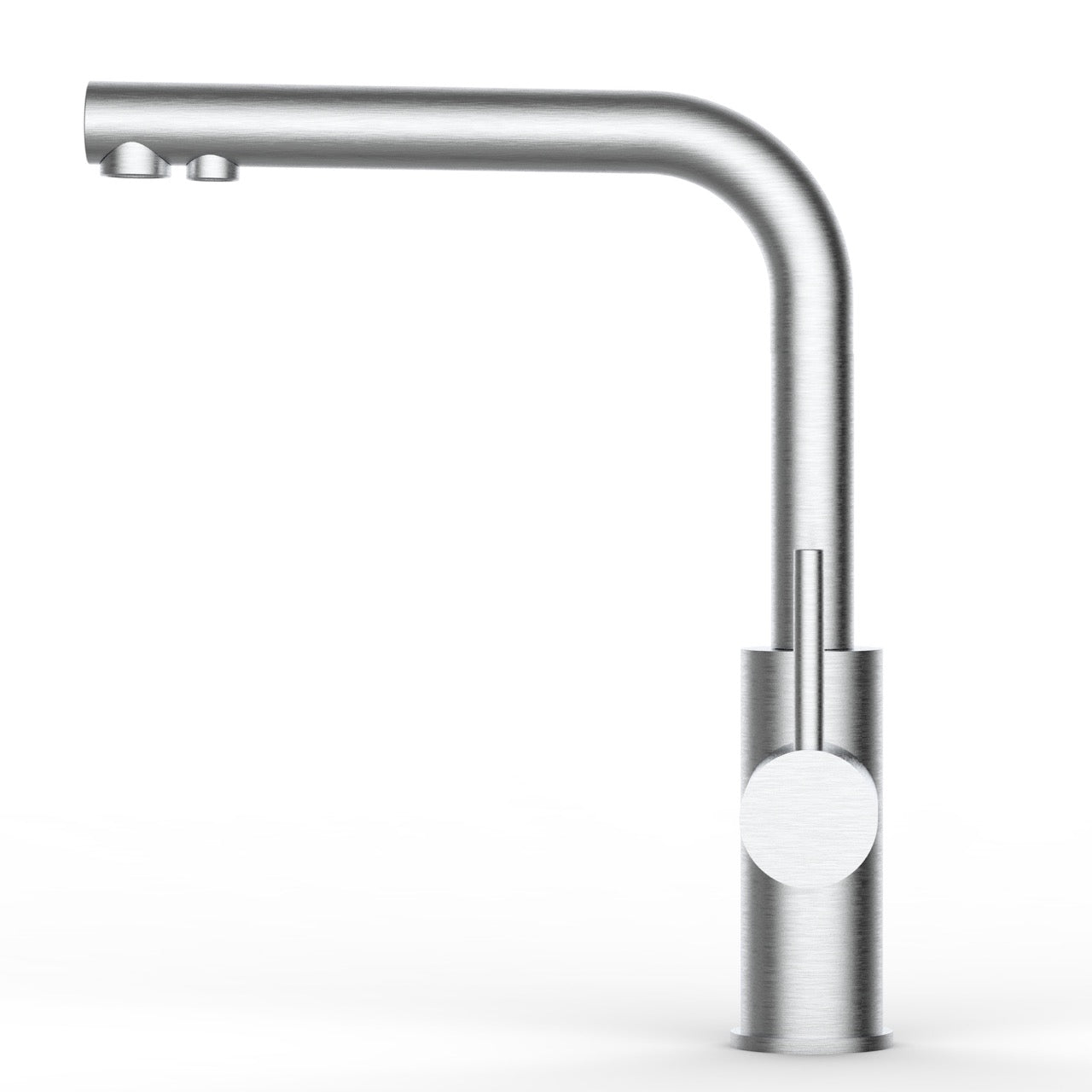 5 Way Kitchen Filter Tap in Solid STAINLESS STEEL, with 360° Swivel L-Spout, Brushed - Short Version