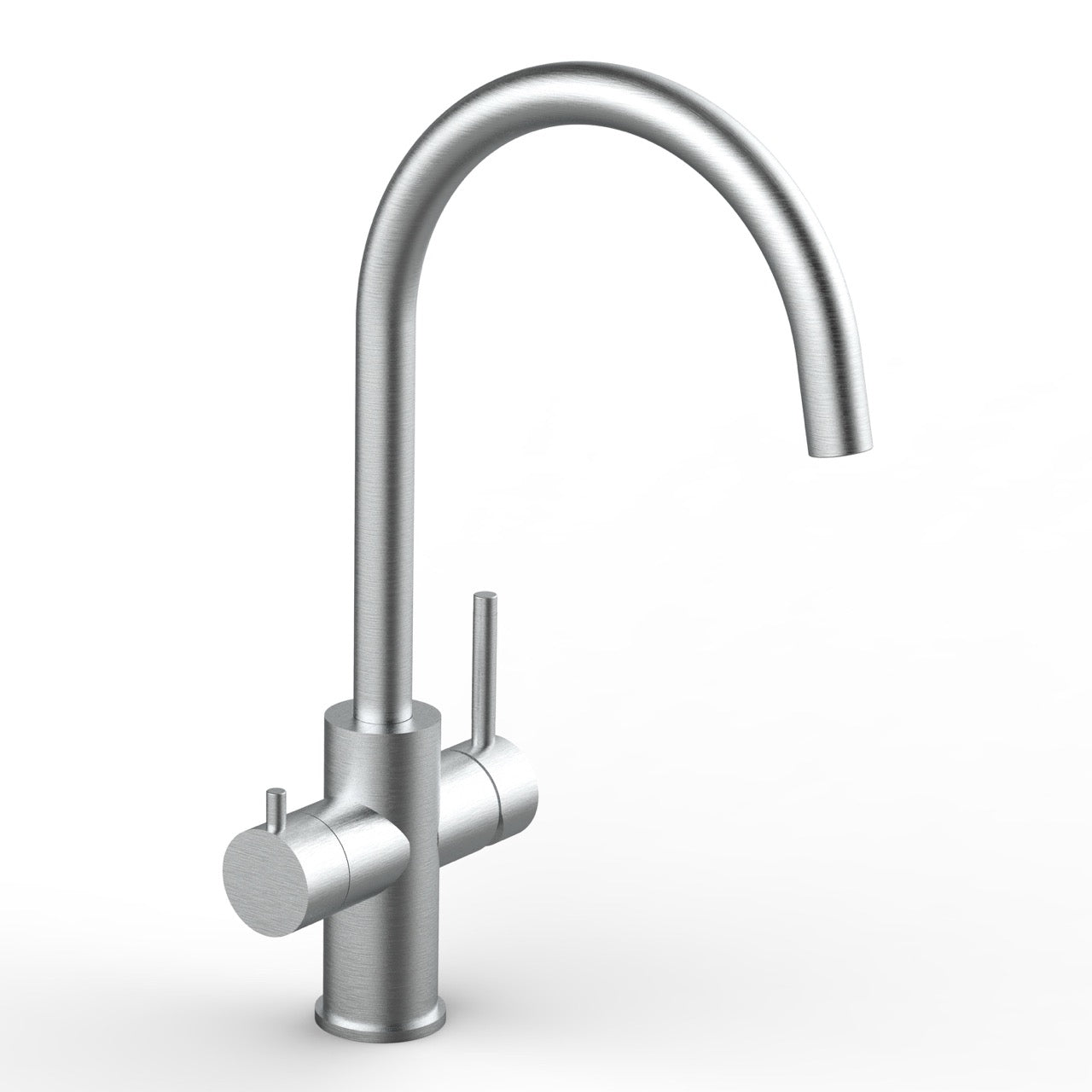 5 Way Kitchen Filter Tap in Solid STAINLESS STEEL, with 360° Swivel U-Spout, Brushed