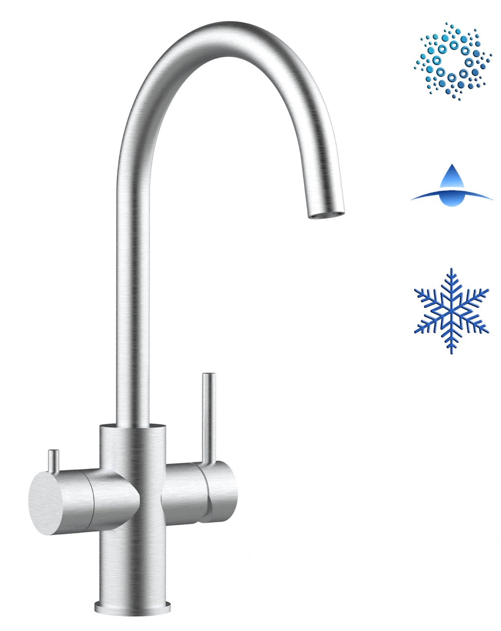 5 Way Kitchen Filter Tap in Solid STAINLESS STEEL, with 360° Swivel U-Spout, Brushed