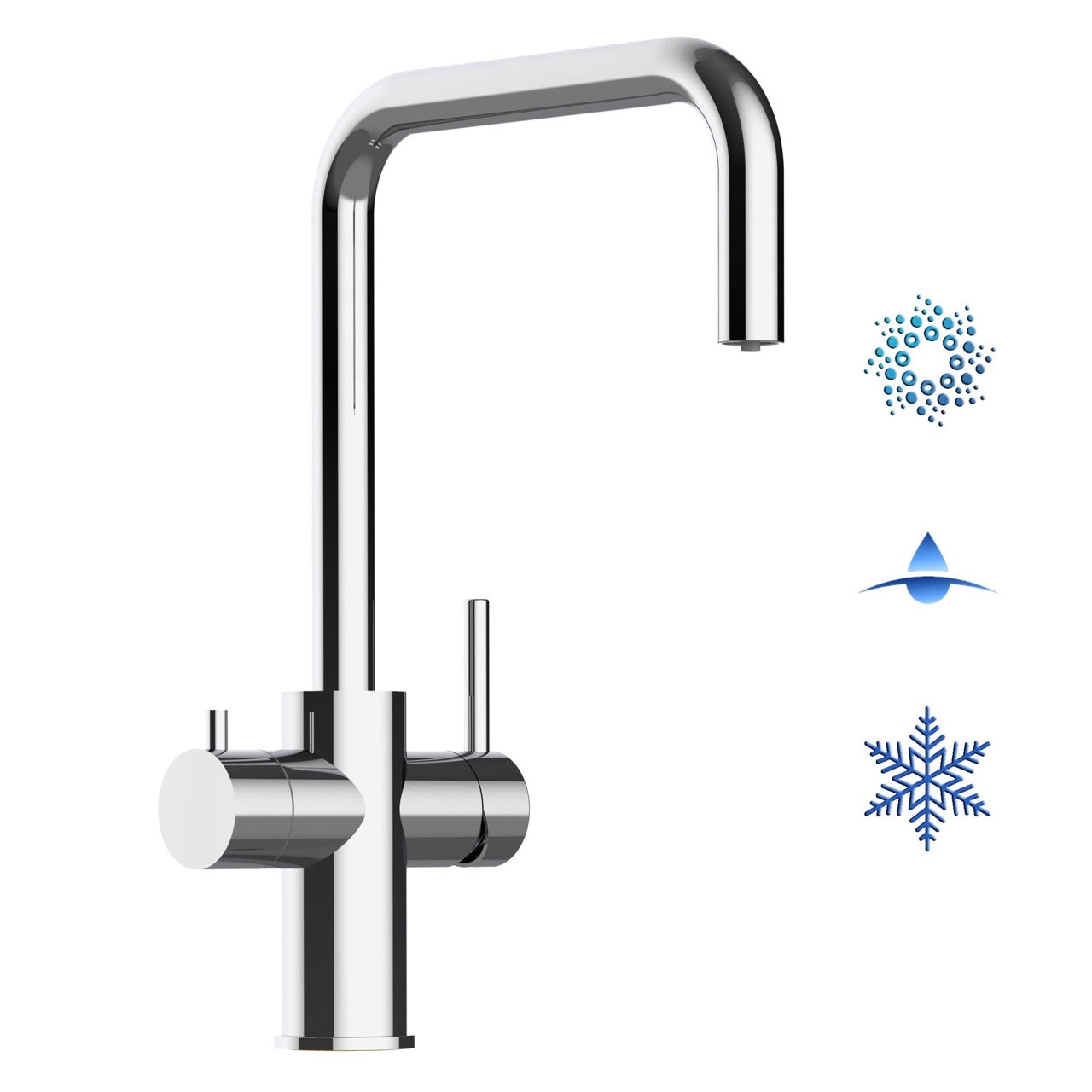 5 Way Kitchen Filter Tap in Solid STAINLESS STEEL, with 360° Swivel N-Spout, Polished