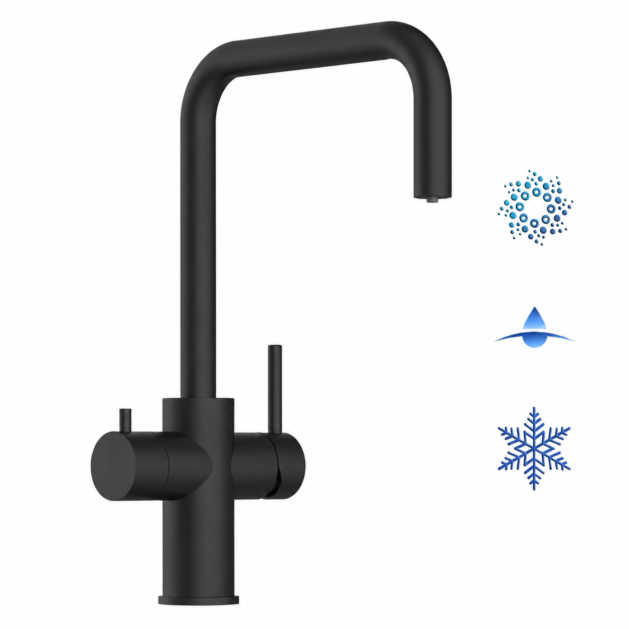 Grifo de Cocina 5 Vías in Acero Inoxidable Macizo, con caño giratorio 360° en N, PVD Negro Mate