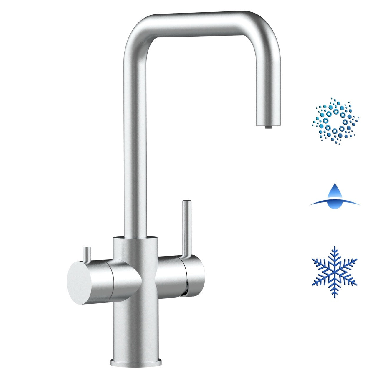 5 Way Kitchen Filter Tap in Solid STAINLESS STEEL, with 360° Swivel N-Spout, Brushed