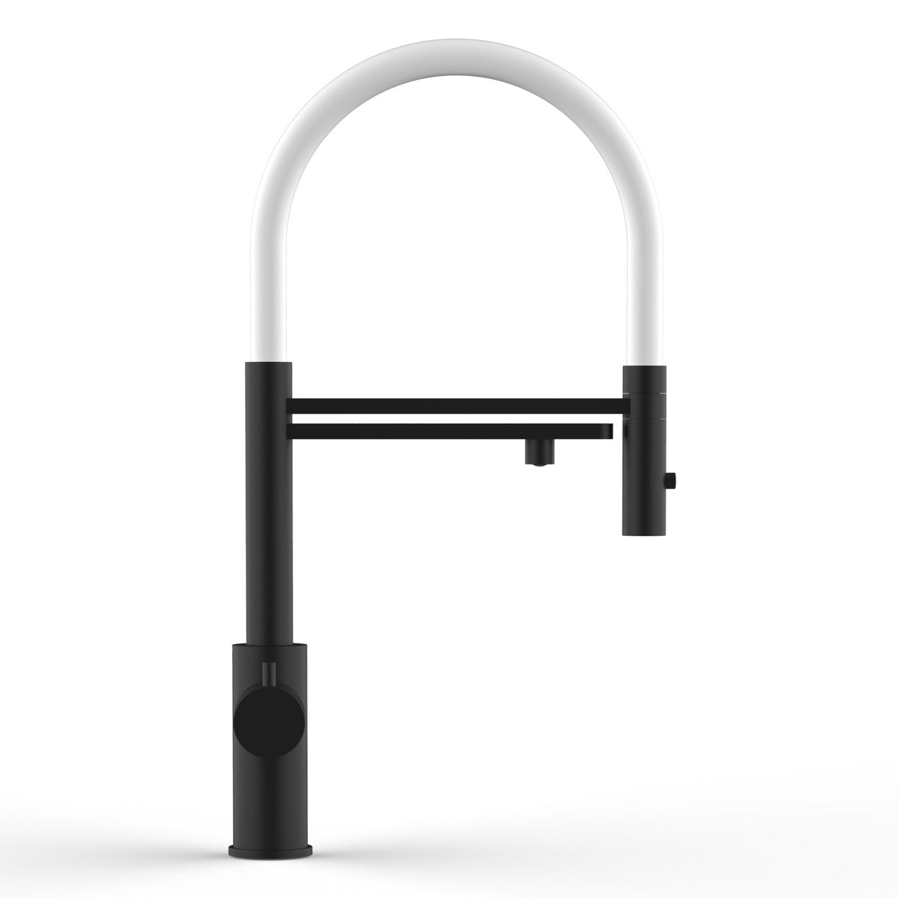 5 Way Kitchen Filter Tap in Solid STAINLESS STEEL, with 360° swivel spout and 2-jets removable Spray, Matt Black PVD / White