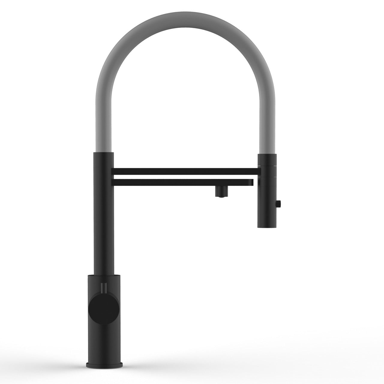 5 Way Kitchen Filter Tap in Solid STAINLESS STEEL, with 360° swivel spout and 2-jets removable Spray, Matt Black PVD / Gray