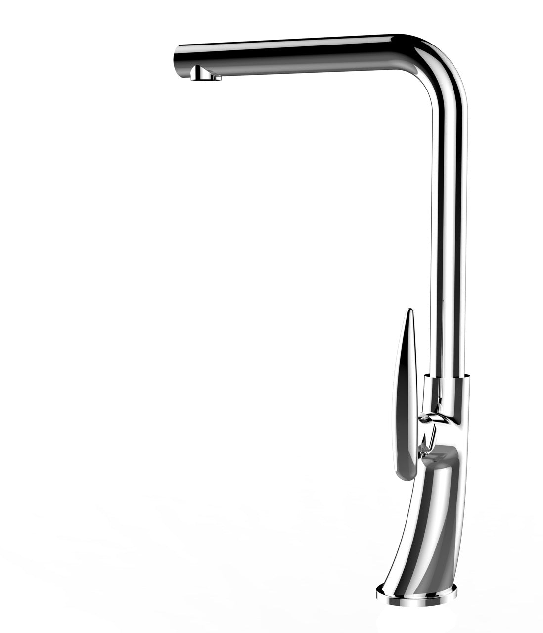 Rubinetto cucina monocomando, LEAF, canna a L girevole a 360°, Cromato