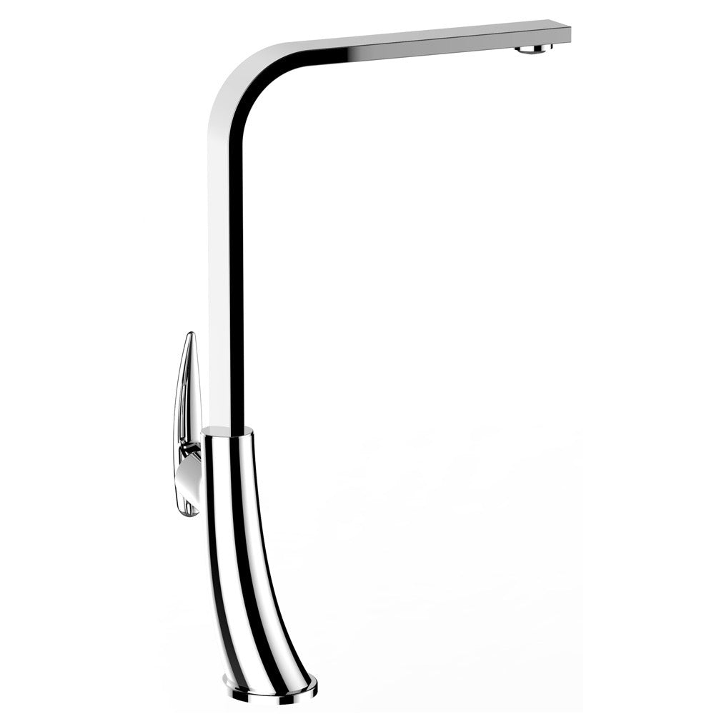 Kitchen Tap, Single lever, LEAF, with 360° swivel flat L-Spout, Chrome