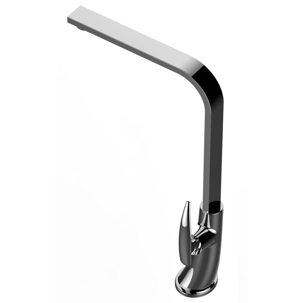 Kitchen Tap, Single lever, LEAF, with 360° swivel flat L-Spout, Chrome
