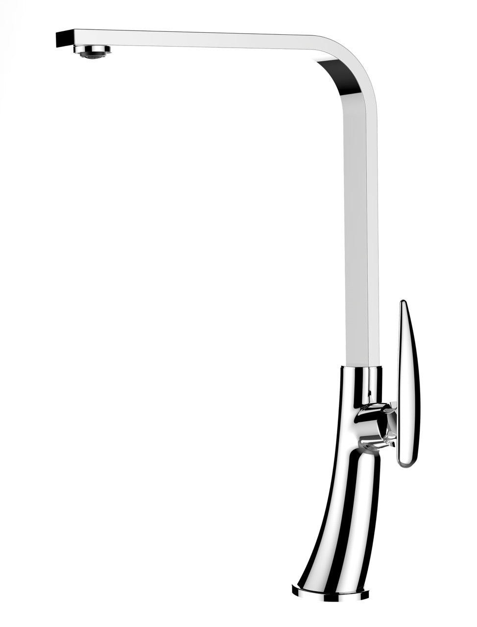 Kitchen Tap, Single lever, LEAF, with 360° swivel flat L-Spout, Chrome