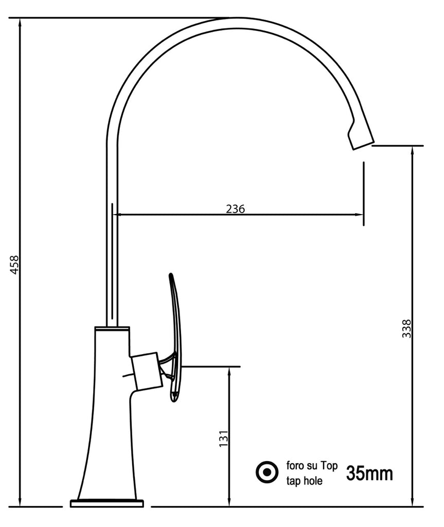 Kitchen Tap, Single lever, LEAF, with 360° swivel flat U-Spout, Chrome
