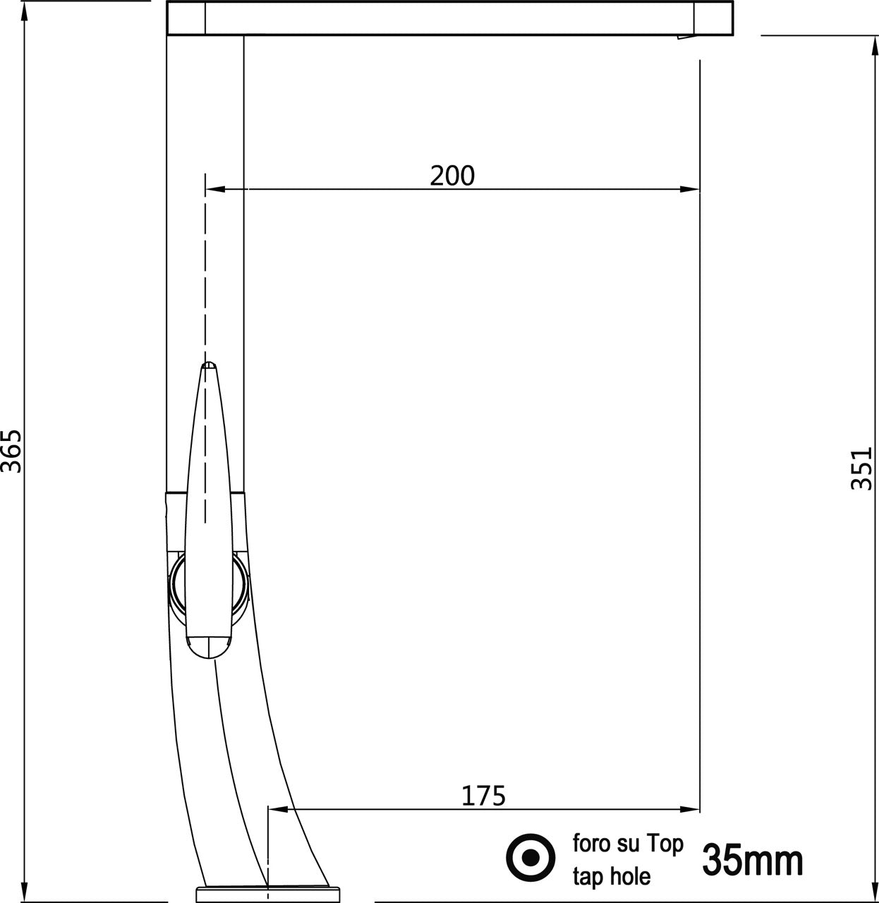 Kitchen Tap, Single lever, LEAF, with 360° swivel flat Spout, Chrome