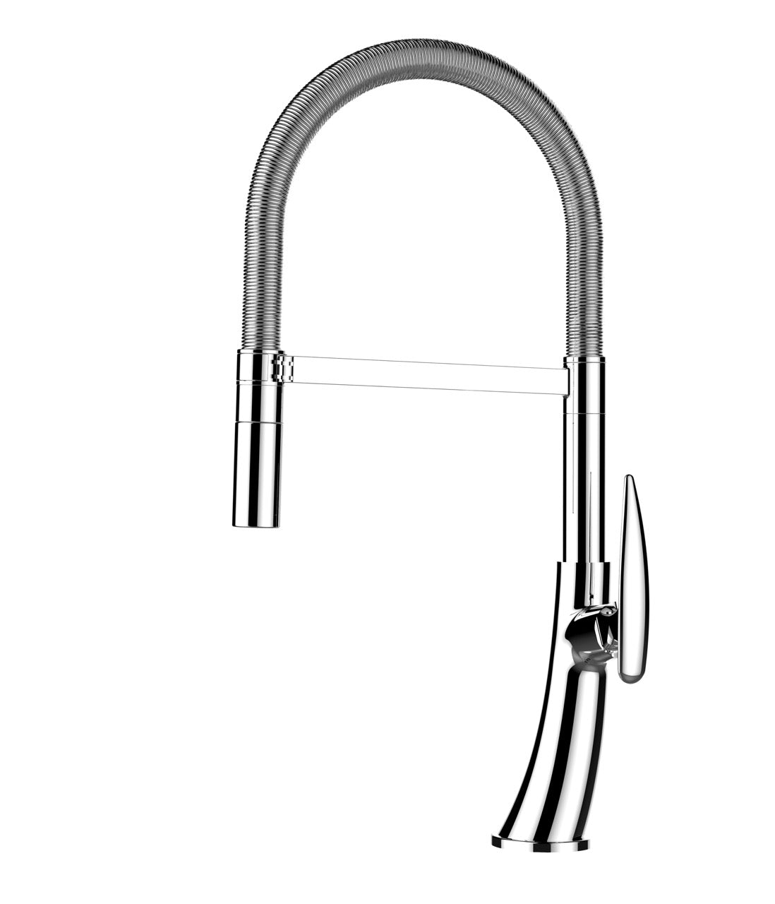Kitchen Tap, Single lever, LEAF, with 360° swivel spout and 2-jets removable Spray, Chrome – Short Version 48CM