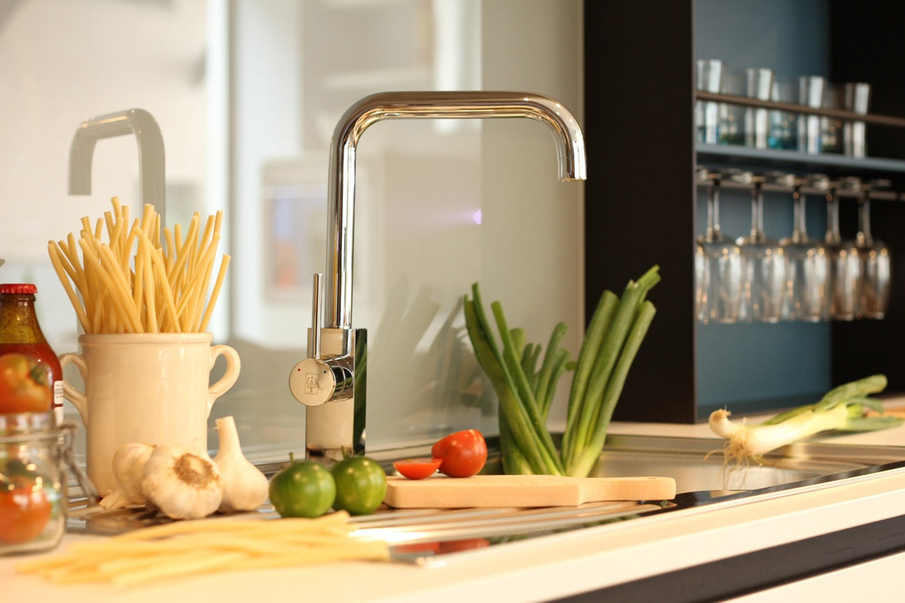 Kitchen Tap, Single lever, QU, with 360° swivel N-Spout, Chrome