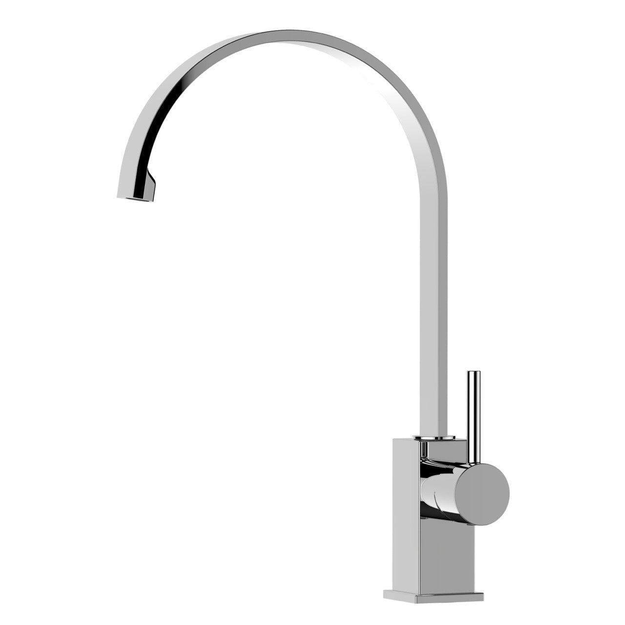 Kitchen Tap, Single lever, QU, with 360° swivel flat U-Spout, Chrome