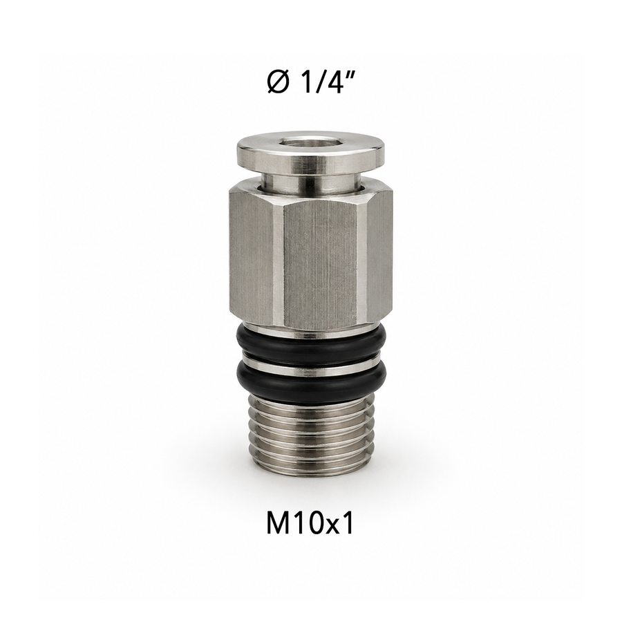 Raccordo Acqua Potabile in Inox Aisi 316 da 10x1 a ⌀ 1/4" per sostituzione Flessibili standard in ottone