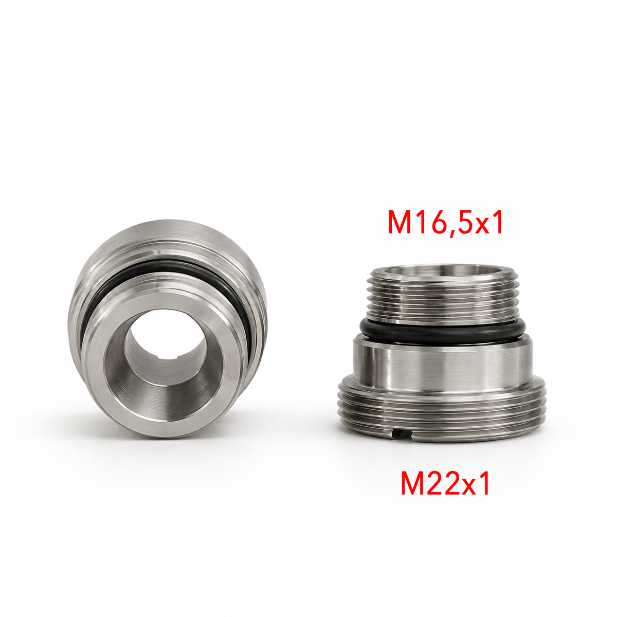 Adapter für Wasserwirbler M16,5x1 auf M22x1 Gewinde in Edelstahl V4 AISI 316