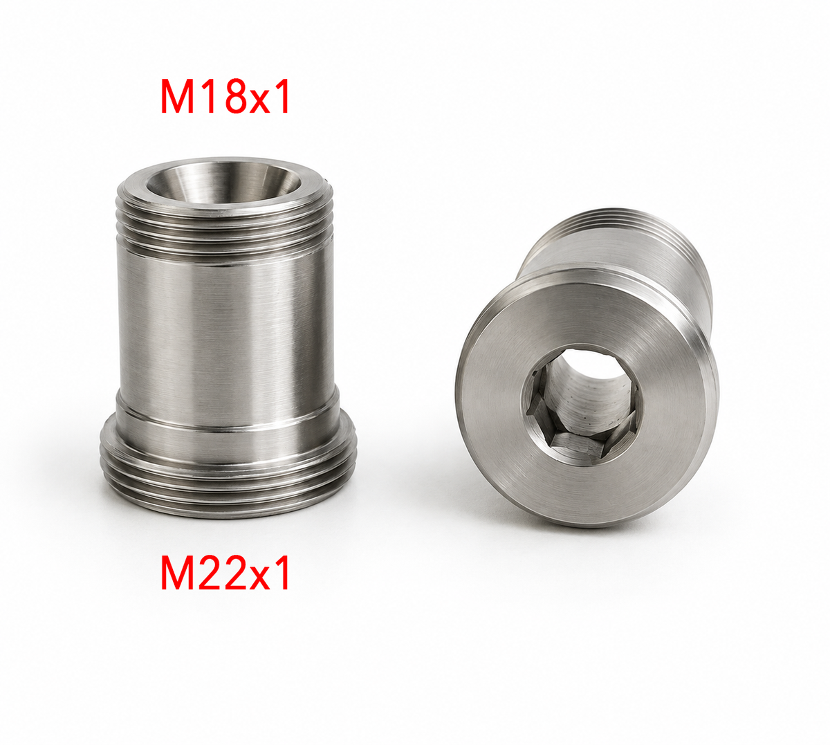 Adapter für Wasserwirbler M18x1 auf M22x1 Gewinde in Edelstahl V4 AISI 316