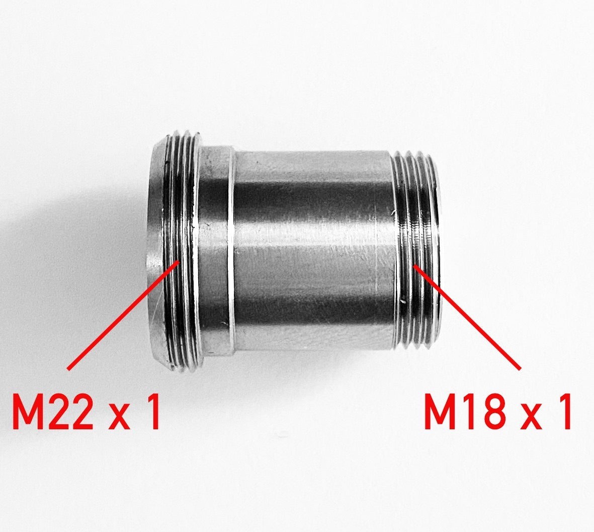 Stainless Steel V4A (AISI 316) Adapter for Water Whirler M18x1 to M22x1 Thread